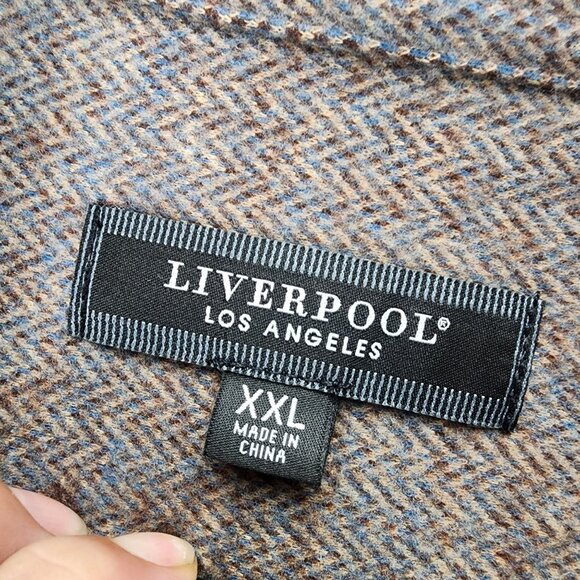 Liverpool Jacket Mens XXL Taupe Brown Flannel Button Down Shacket *NWT* - Picture 2 of 11